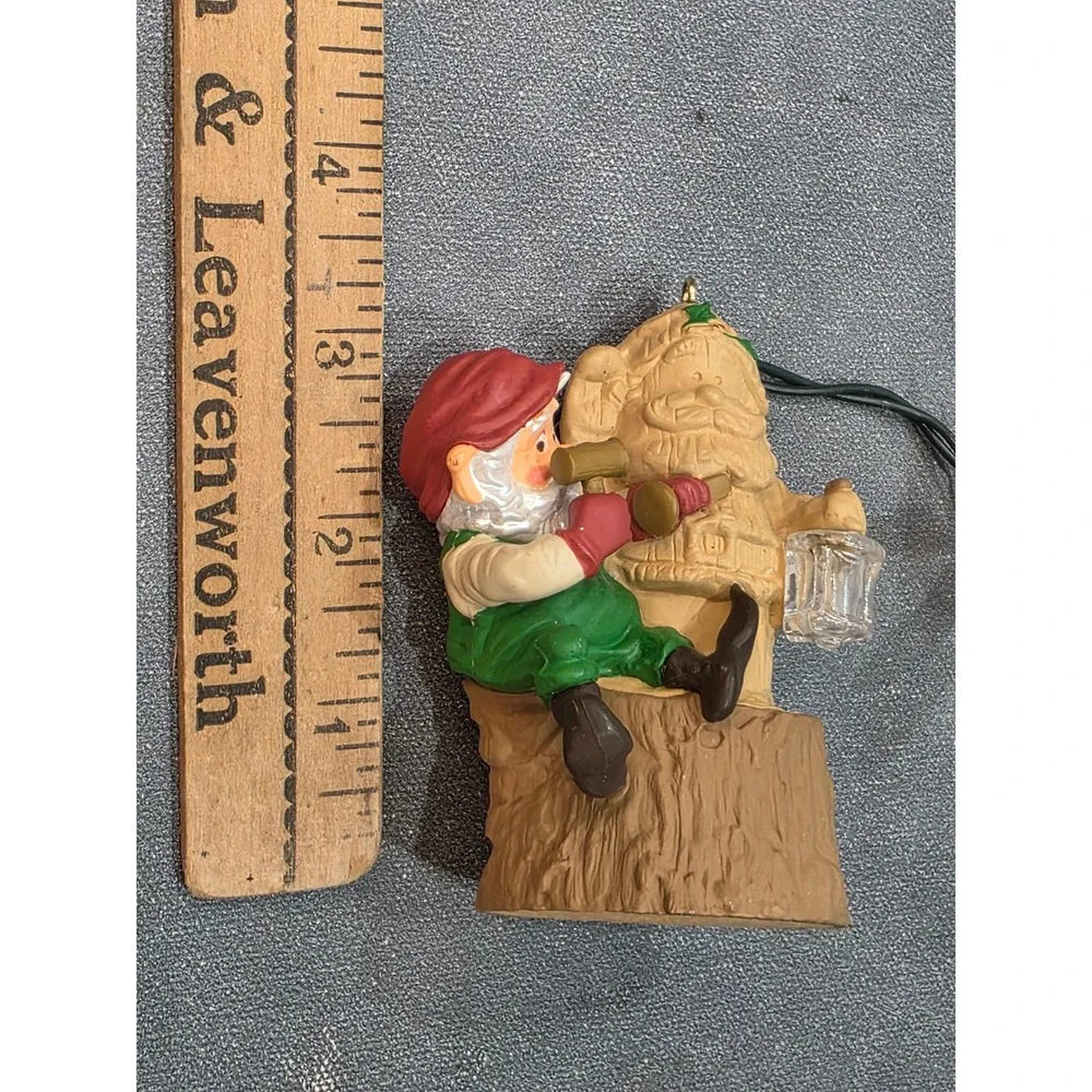 Hallmark Keepsake Ornament 1991 Woodcarving Elf Magic Light Up Christmas Vintage